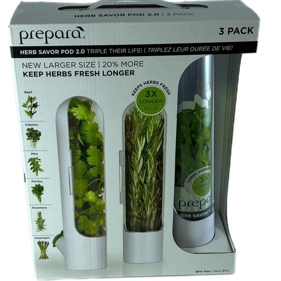 Prepara Herb Savor Pod 2.0 Fresh Herb Storage, 3-pack NIB - Picture 1 of 4